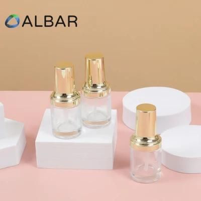 Gold Screw Pump Twist Lid Skin Care Serum Glass Jars with Frost Polish Customization