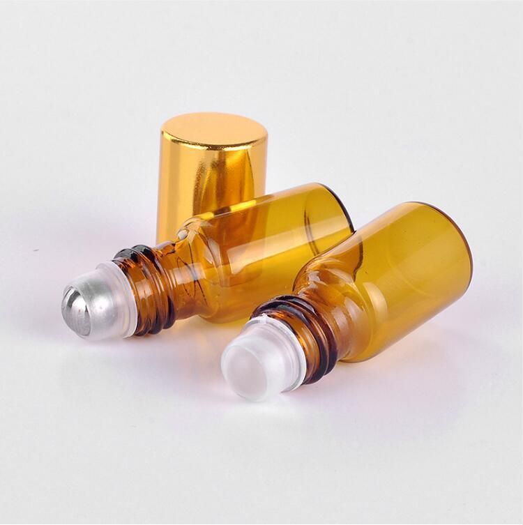 3ml Amber Deodorant Roll on Roller Glass Bottle for Essential Oils Refillable Perfume Bottle Tubular Roll on Bottle