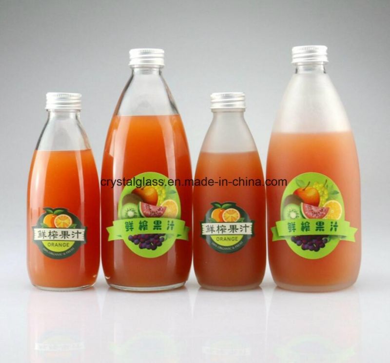 300ml Clear Glass Milk Juice Beverage Bottle with Screw Cap Hot Sale