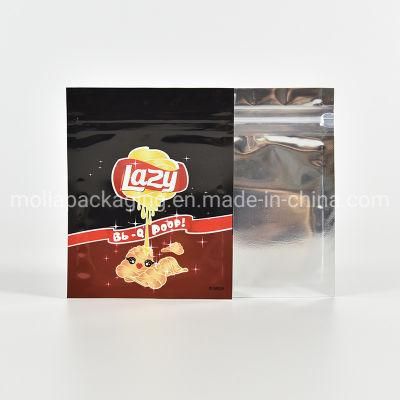 Clear Front Metallic Flat One Side Clear Aluminum Foil Food Packaging Mylar Resealable Zip Lock Bags
