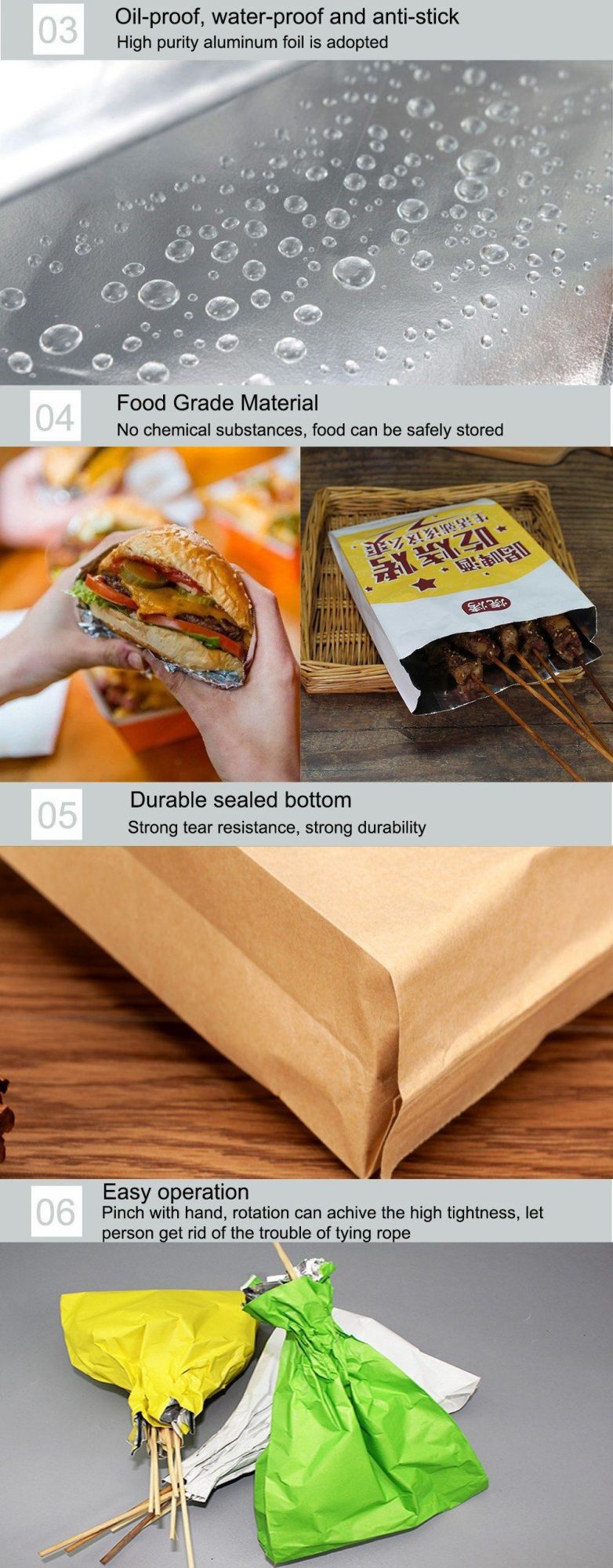 Foil out Fries Bags for Whole Chicken Take Away Kebab Packaging Bag