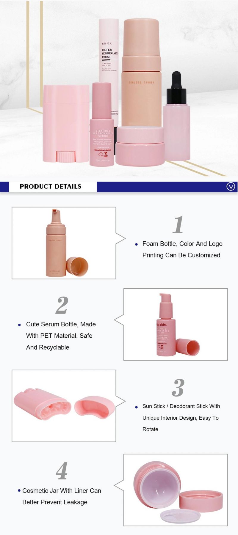 Color Customized Cosmetic Packaging Collection Bottles Foam Soap Bottle 30ml Lotion Container Bottle