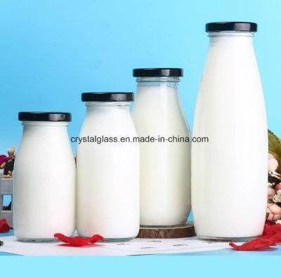 200ml 250ml 500ml 1000ml Milk Glass Bottle with Metal Lid