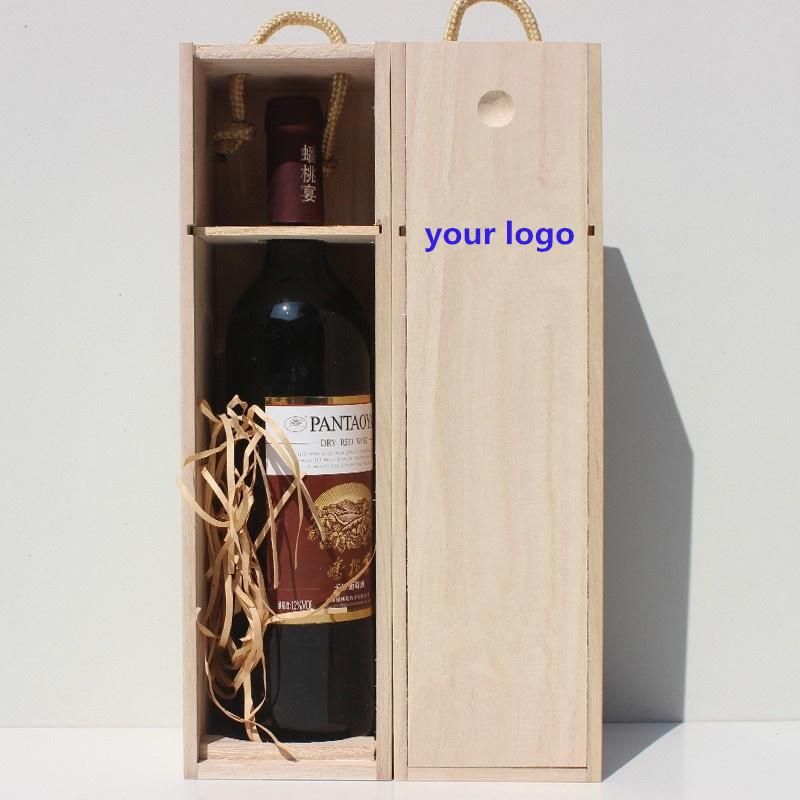 Single Bottle Wooden Wine Box Storage Box with Sliding Lid