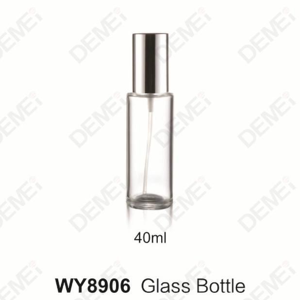 40/100/120ml 50g Cosmetic Skin Care Packaging Clear Slim Straight Round Toner Lotion Glass Bottle and Cream Jar with Silver Cap