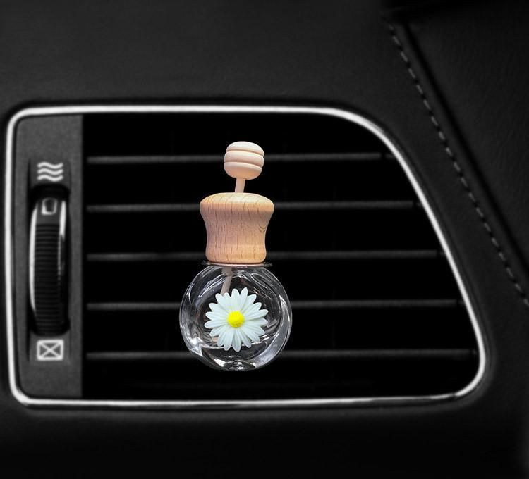 6ml Round Perfume Bottle Decor for Car Air Vent Clip Air Freshener Auto Essential Oil Diffuser Bottle Car Accessories Daisy Flower