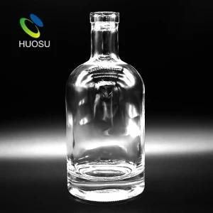 750 Ml Empty Clear Glass Bottle Vodka Round Shape Wholesale