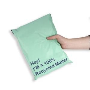 Recycled Poly Mailer Bags Eco-Friendly Green Colored Shipping Bags with Customized Text and Logo for Garment Shipping