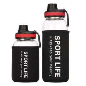 Factory Wholesale 16oz 500ml Drinking Glass Water Sport Bottles with Black Sleeve Wholesale