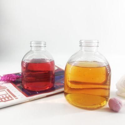 250ml 350ml 500ml Glass Beverage Bottle for Juice Milk Tea and Water with Plastic Caps