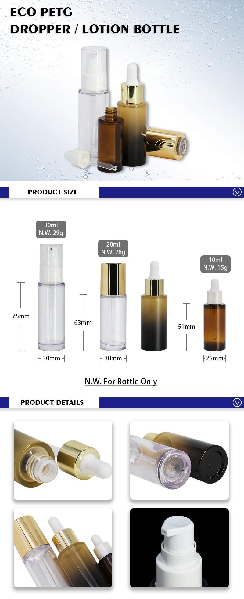 Cosmetic Packaging Travel Size Refillable 10ml 20ml 30ml Serum Bottle with Pump