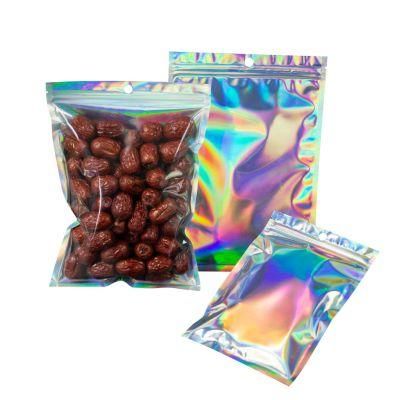 Resealable Hologram Mylar Zipper Plastic Jewelry Makeup Ziplock Packaging Transparent Holographic Bag
