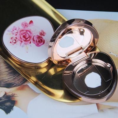 Fashion New Design Empty Compact Powder Case Plastic Container Puff with Mirror for Cosmetic Packaging