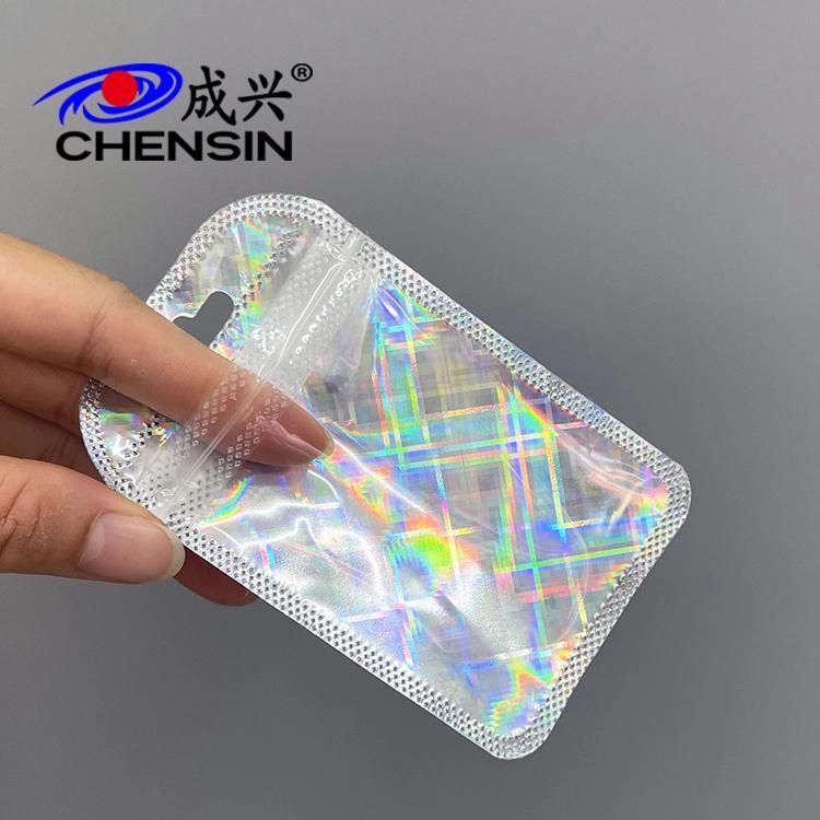 Nail Decorator Clear Zipper Plastic Pouch Laser Holographic Ziplock Bag