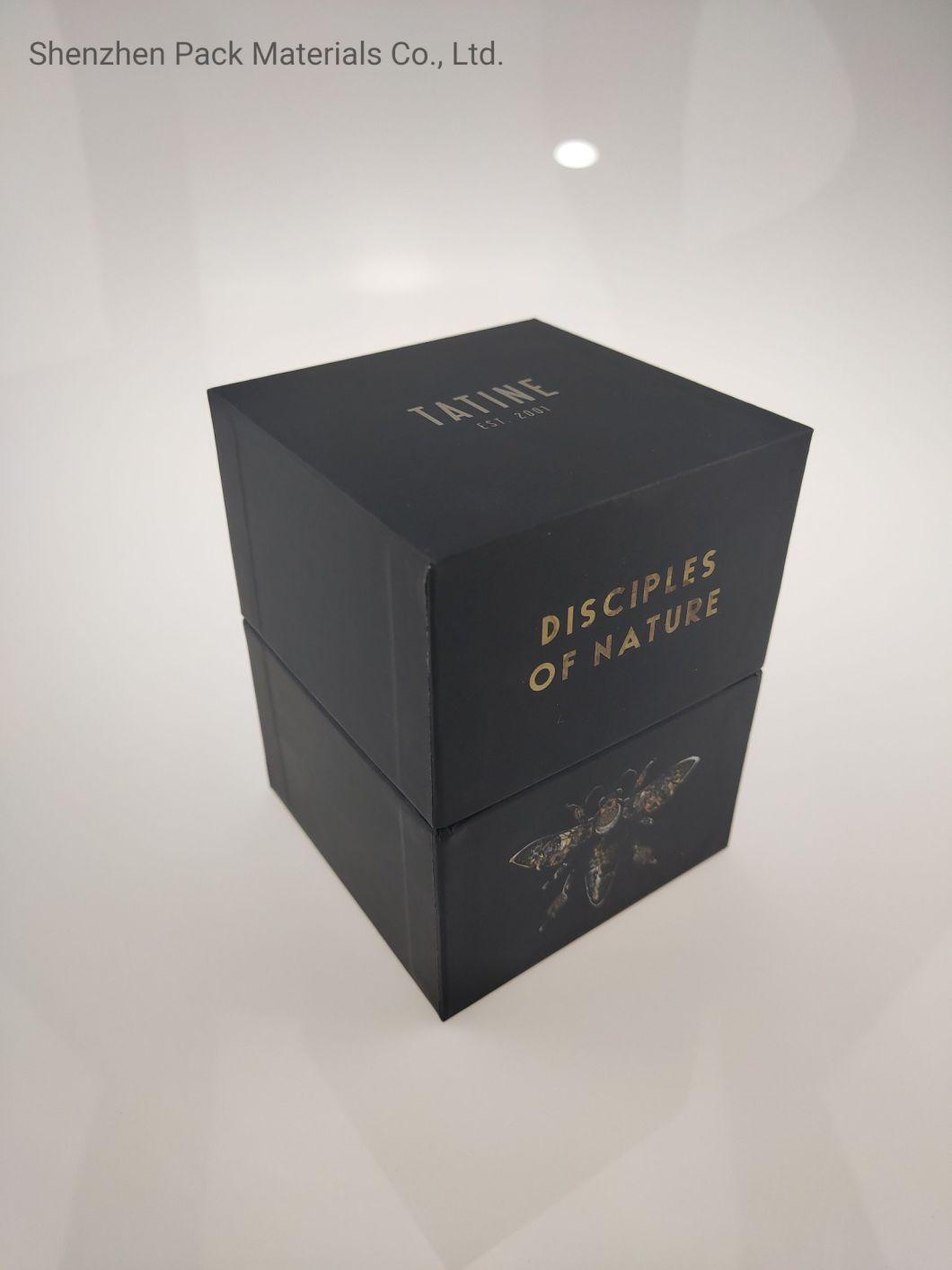 Lid Base Luxury Stock Embossing Hot Stamping Pattern Custom Packaging Black Cardboard Box