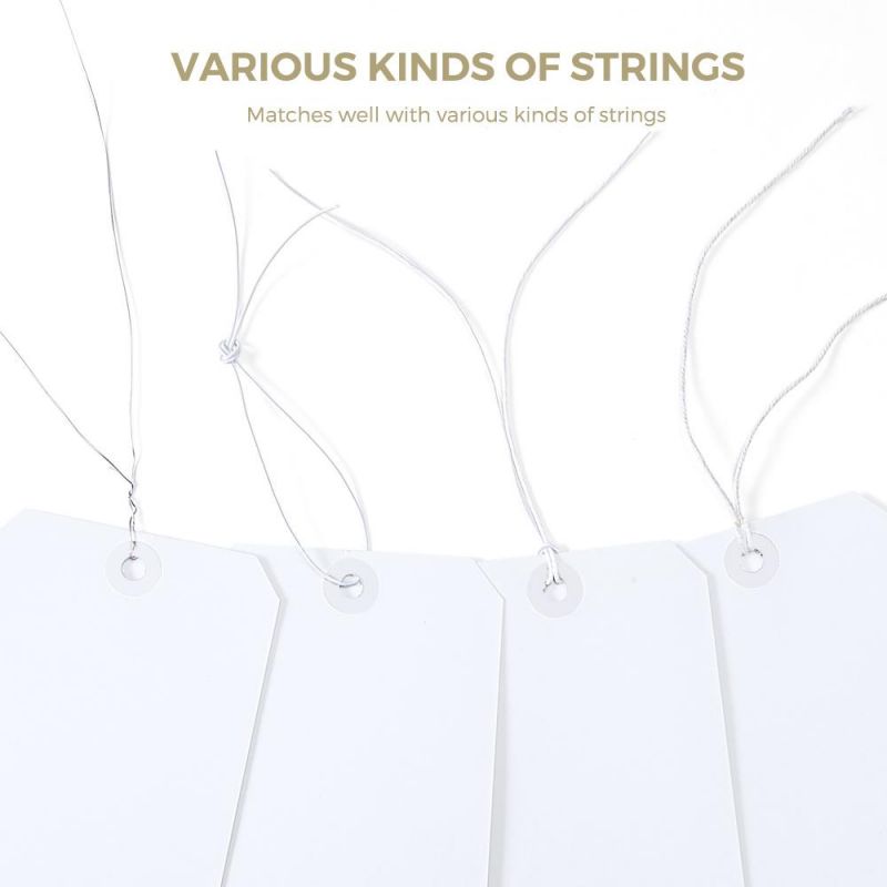 Hot Sale String Attached White Tags Blank Shipping Tags with Strings and Reinforced Hole (MT1260W-W-1)