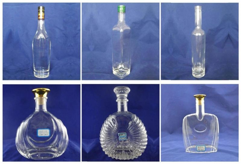 China Glass Bottles Factory Wholesale Custom Design 500ml 750ml Clear Empty Gin Whiskey Liquor Brandy Vodka Wine Glass Bottle