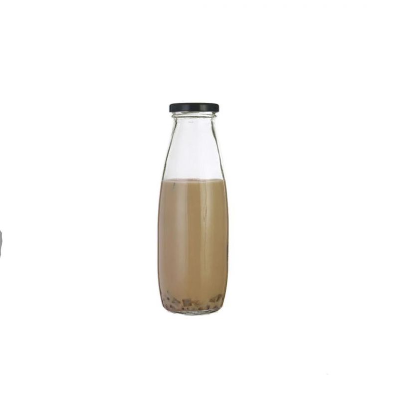 Empty Vintage 200ml 250ml 500ml 1000ml Round Glass Milk Bottle with Caps Wholesale