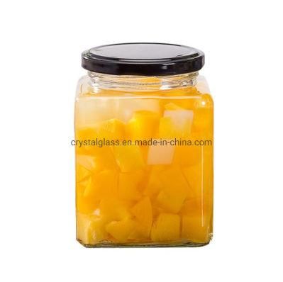 280ml 380ml Square Shape Glass Jar for Honey Jam Jelly Food Storage Jar with Tinplate Lid