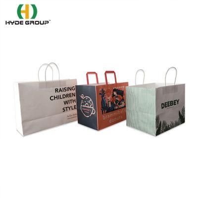 Brown Brand Cart Kraft Paper Shopping Packaging Gift Bag with Flat Handle