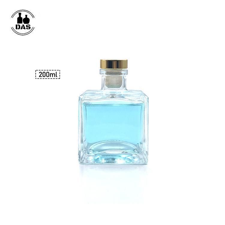 High Quality 200ml Square Glass Bottle with Crimp Neck Used for Diffuser Oil