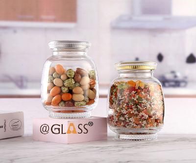 Round Glass Food Storage with Metal Screw Cap