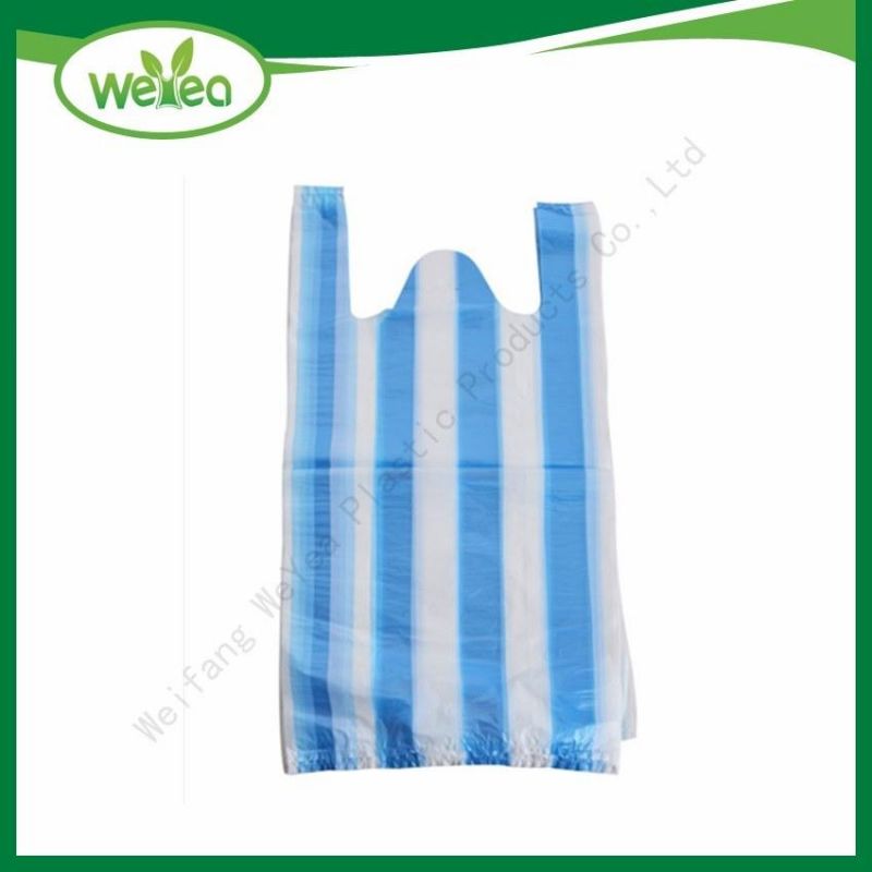 Factory Wholesale Disposable Stripped Plastic Shopping Bags with Custom Logo
