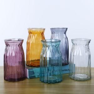 Home Decoration Custom Made Empty Cheap Glass Vase with label Wholesale