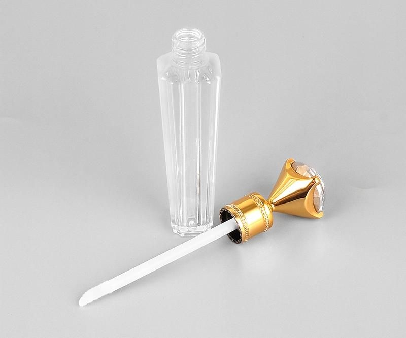 in Stock Luxury Clear Empty Plastic Lipgloss Tubes Diamond Shape Lip Gloss Tube with Big Brush