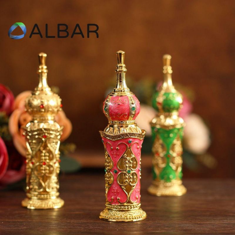 Slim Fragrance Tube Screw Caps Perfume Bottles in Colorful Designs and Gold Color