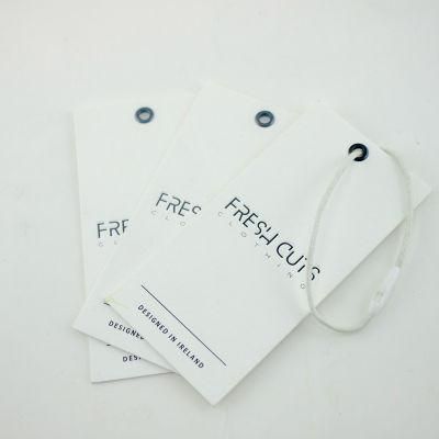 Clothing Cotton String Debossed Logo White Paper Custom Hang Tag