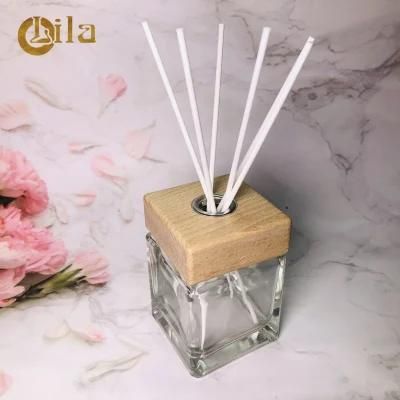 OEM 200ml Diffuser Perfume Fragrance Aroma Glass Bottle with Wood Cap Reed