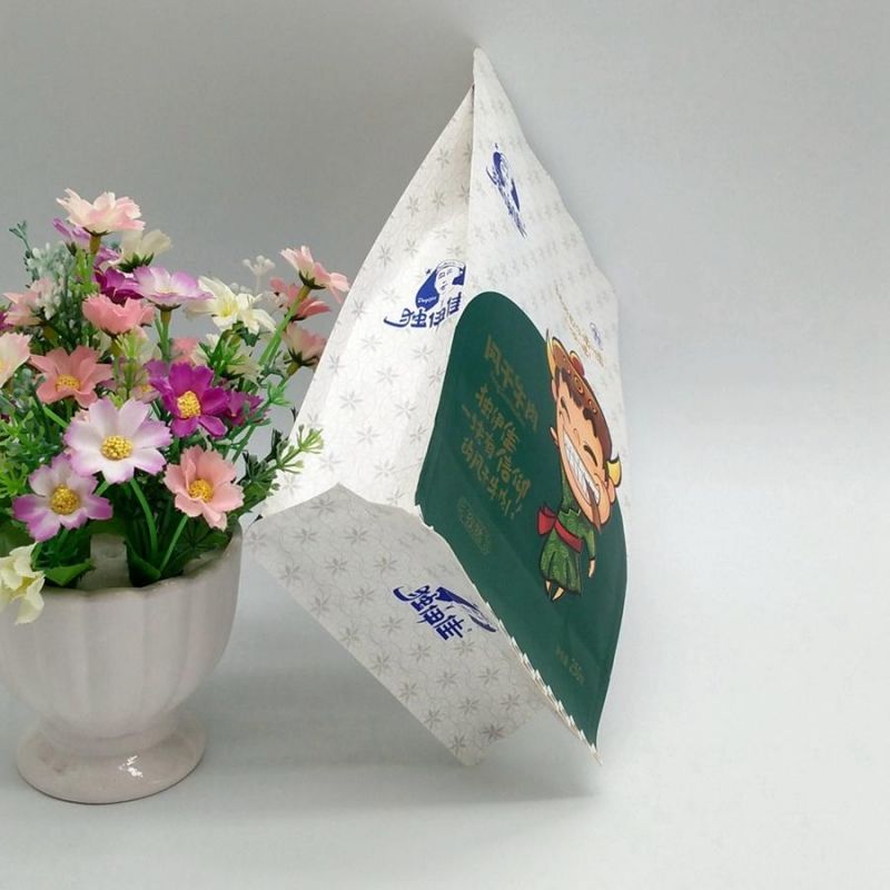 Stand up Kraft Paper Bag with Window Flat Bottom Food Packaging Bag