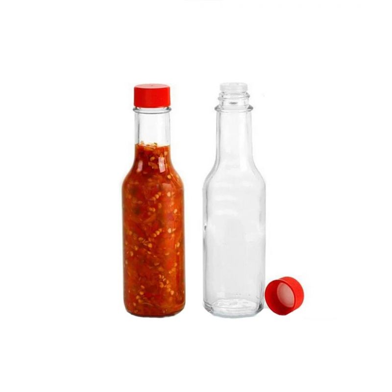 5 Oz 150ml Empty Hot Sauce Chili Sauce Woozy Glass Bottle with Plastic Lid