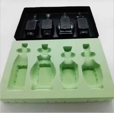 Custom Plastic Blister Flocking Inserts Tray for Cosmetict/Wine Bottle