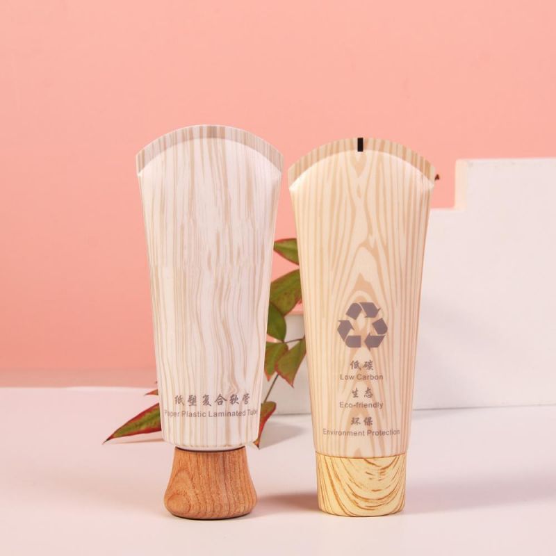 Eco-Friendly Paper Plastic Laminated Cream Tube with Wooden Cap