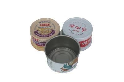 Round Empty Airtight Tin Containers Cat Grass Seeds Tin Can Easy Open Lids Custom Printed