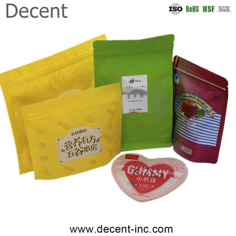 High Food Grade Quality Plastic Three Side Seal Zipper Lock Tobacco Pouch Tea Packaging Bags