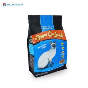 Custom Print Glossy Flat Bottom Pouch with Ziplock for Dog Cat Pet Food Packaging 2.5kg Plastic Bag