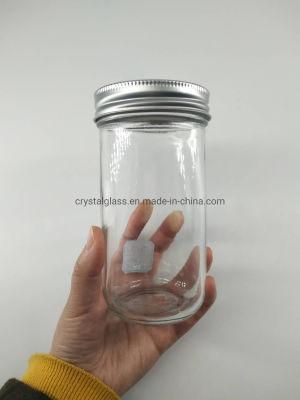350ml Clear Surface Cylindrical Glass Mason Food Honey Storage Jar with Screw Lid