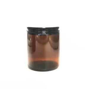 Straight Side Glass Bottle 250ml 8oz Amber Glass Candle Jar with Meta Lid for Cosmetic Packing Wholesale