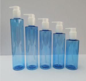 Blue Pet Cylinder Bottle 200ml 250ml 280ml 300ml 350ml with Lotion Pump Cap