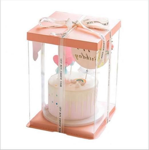 Wholesale Portable One-Piece Good Time Cake Box Melaleuca Square Birthday Pastry Cake Box Free Base and Logo Food Storage Cupcake Shaped Packaging Box with Hand