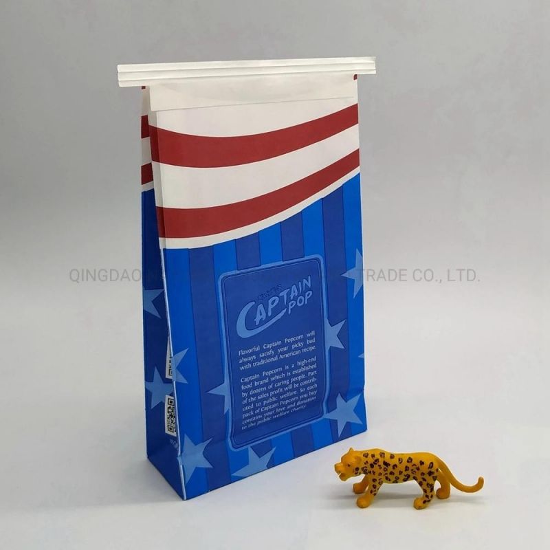 Eco Friendly Side Gusset with Clear Window 1 Lb 1/2 Lb Kraft Paper Tin Tie Popcorn Bags for Food Packaging