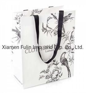 Custom Design Gift Paper Shopping Packaging Bag with Ribbon Handle