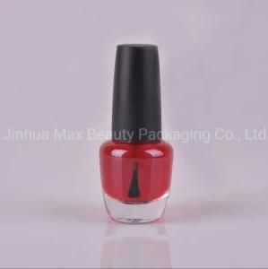 Empty Nail Polish Bottle Black Nail Polish Cap and Flat Brush