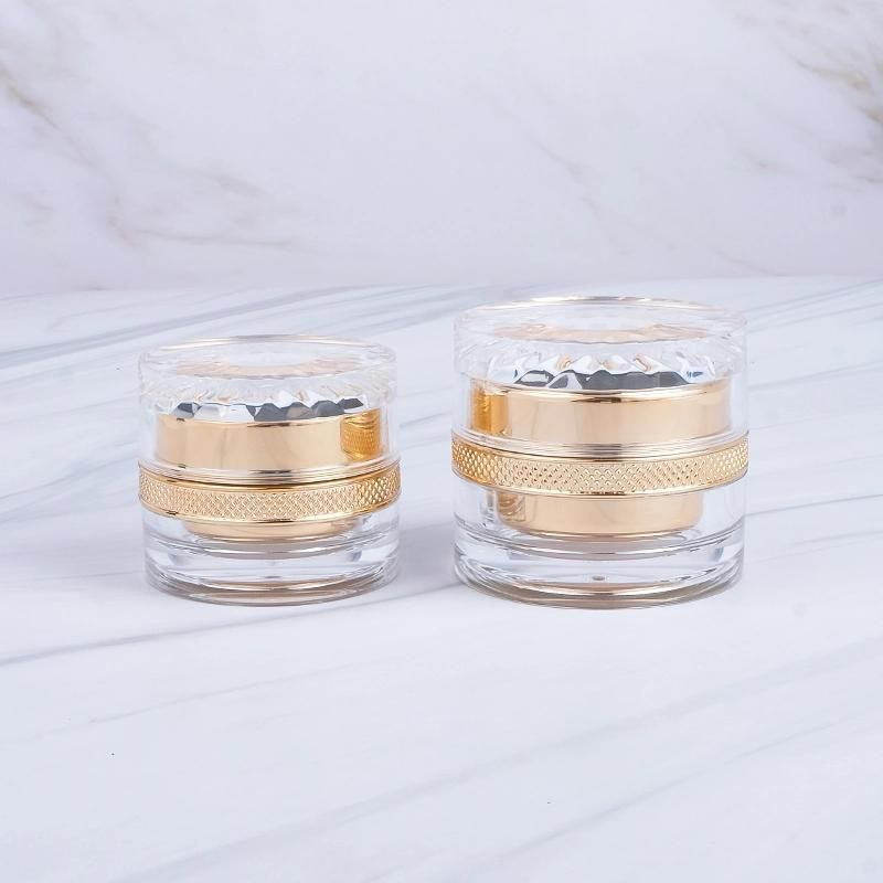 in Stock 15g 30g 50g Hot Selling Luxury Gold Cosmetic Jar and Bottle Acrylic Plastic Cream Container Jars