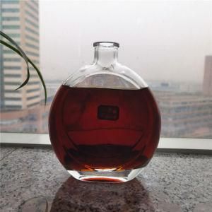 750ml Flat Clear Whisky Glass Bottle with Screw Cap for Wine Beverage