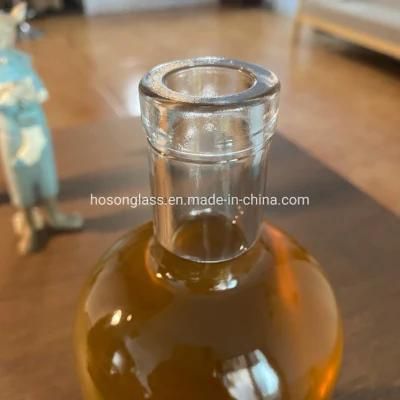 Hoson Customized 750ml 700ml 375ml 300ml 350ml High temperature Decaling Round Glass Bottles for Whiskey