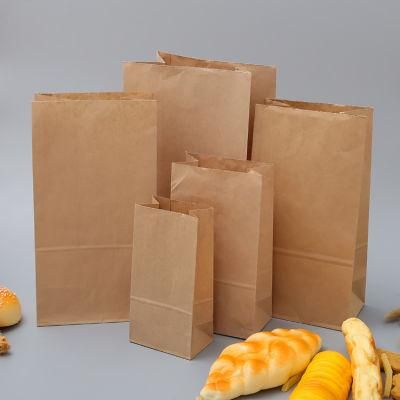 Custom Logo Food Bag Square Bottom PE Foil Kraft Paper Bag for Fried Food